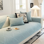 Baroque Sofa Cover – Quilted Cotton, Non-Slip, Washable with Ornate Embroidery