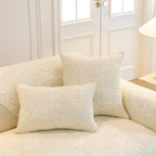 Baroque Floral Quilted Cotton Sofa Cover, Non-Slip Washable Couch Protector