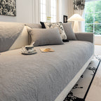Baroque Floral Quilted Cotton Sofa Cover, Non-Slip Washable Couch Protector