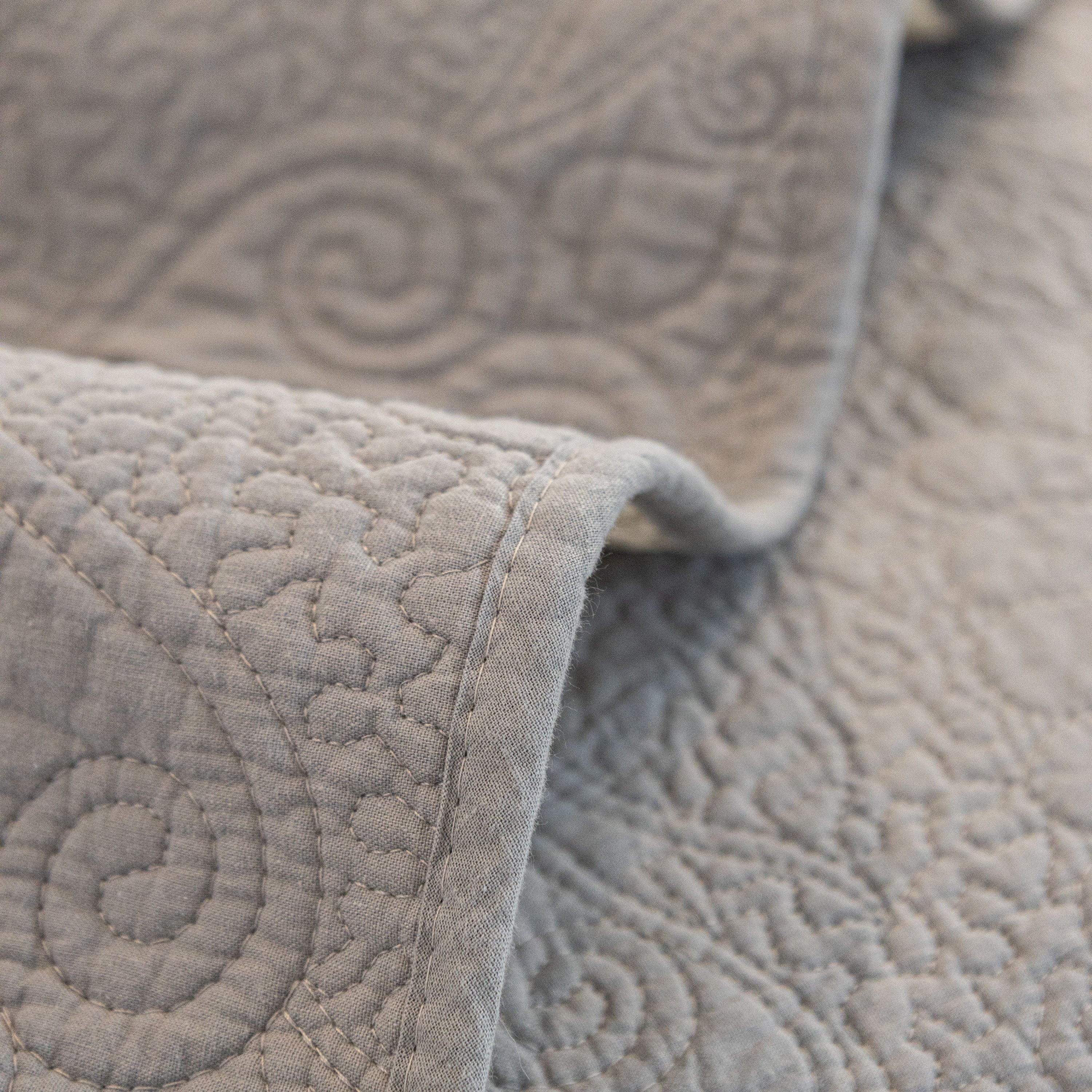 Baroque Floral Quilted Cotton Sofa Cover, Non-Slip Washable Couch Protector