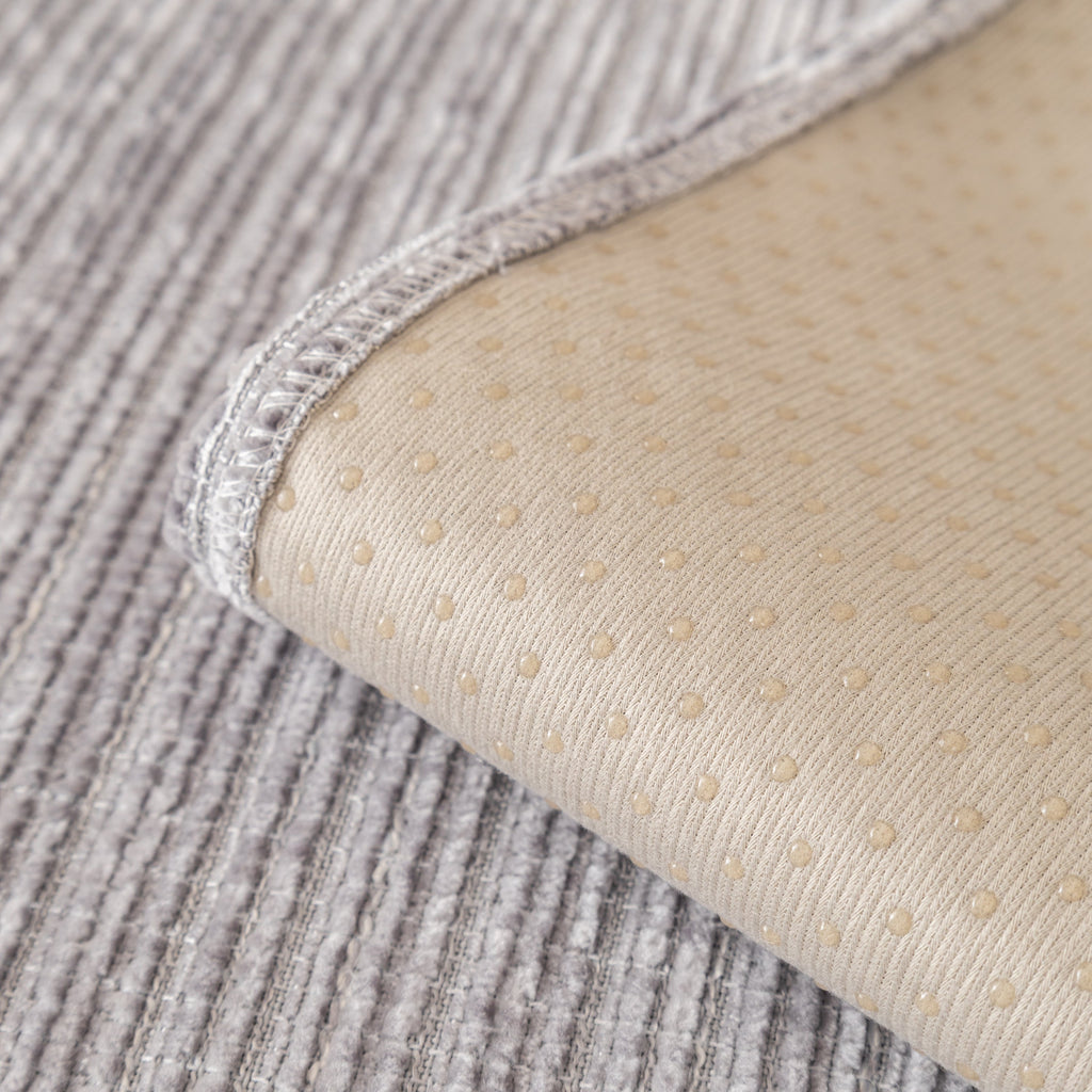 Plush Solid Color Striped Sofa Cover, Washable Non-Slip Textured Couch Seat Pad