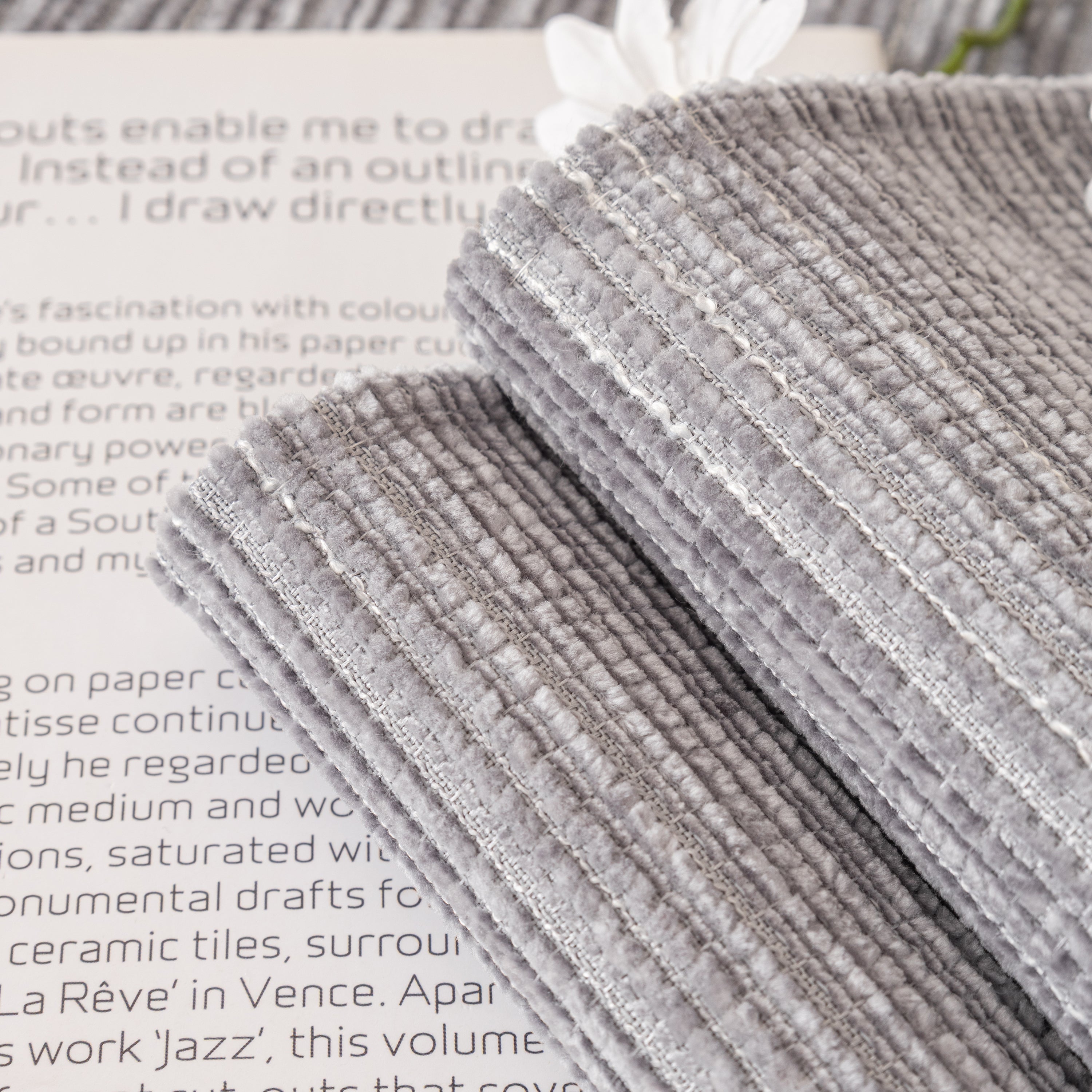 Plush Solid Color Striped Sofa Cover, Washable Non-Slip Textured Couch Seat Pad