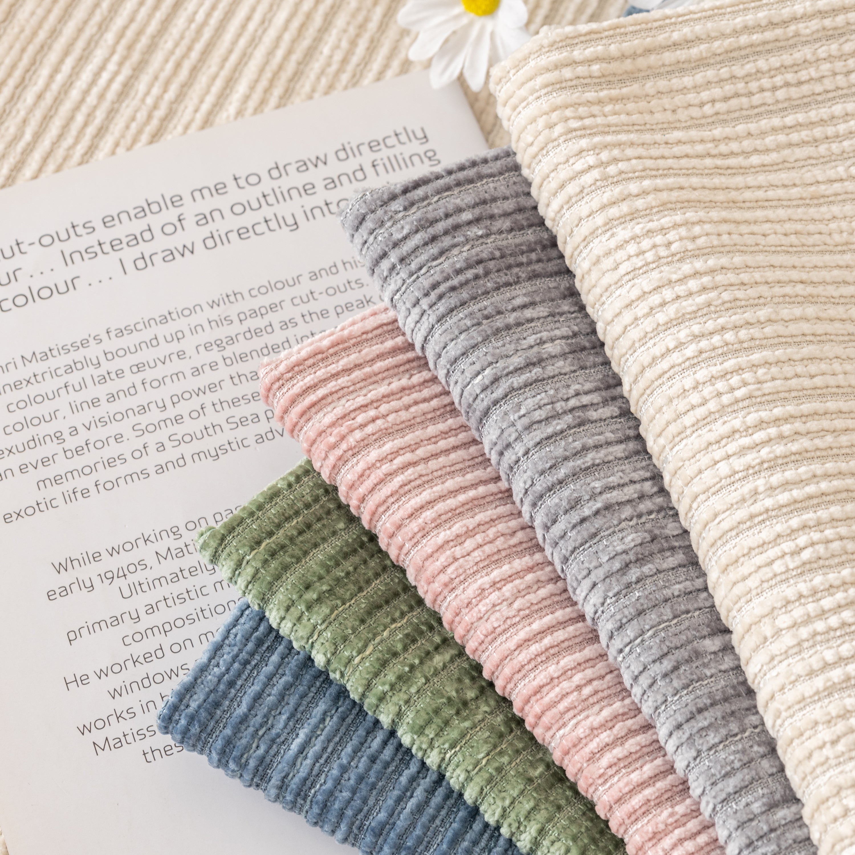 Plush Solid Color Striped Sofa Cover, Washable Non-Slip Textured Couch Seat Pad