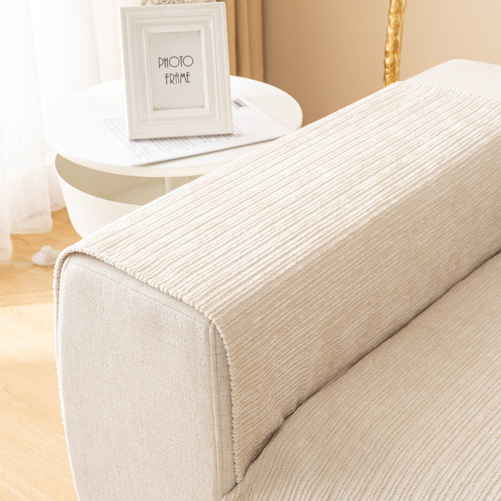 Plush Solid Color Striped Sofa Cover, Washable Non-Slip Textured Couch Seat Pad