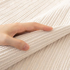 Plush Solid Color Striped Sofa Cover, Washable Non-Slip Textured Couch Seat Pad