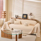 Linen-Look Textured Couch Throw Cover, Breathable Sofa Blanket & Furniture Protector