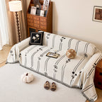 Chenille Jacquard Sofa Throw Cover with Tassel Soft Thick Couch Protector Blanket