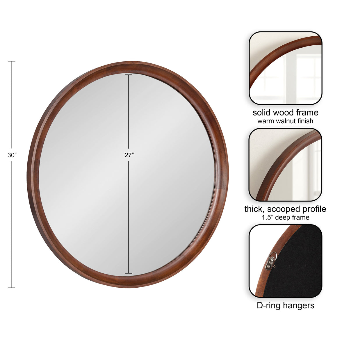 Hatherleigh Round Wood Wall Mirror