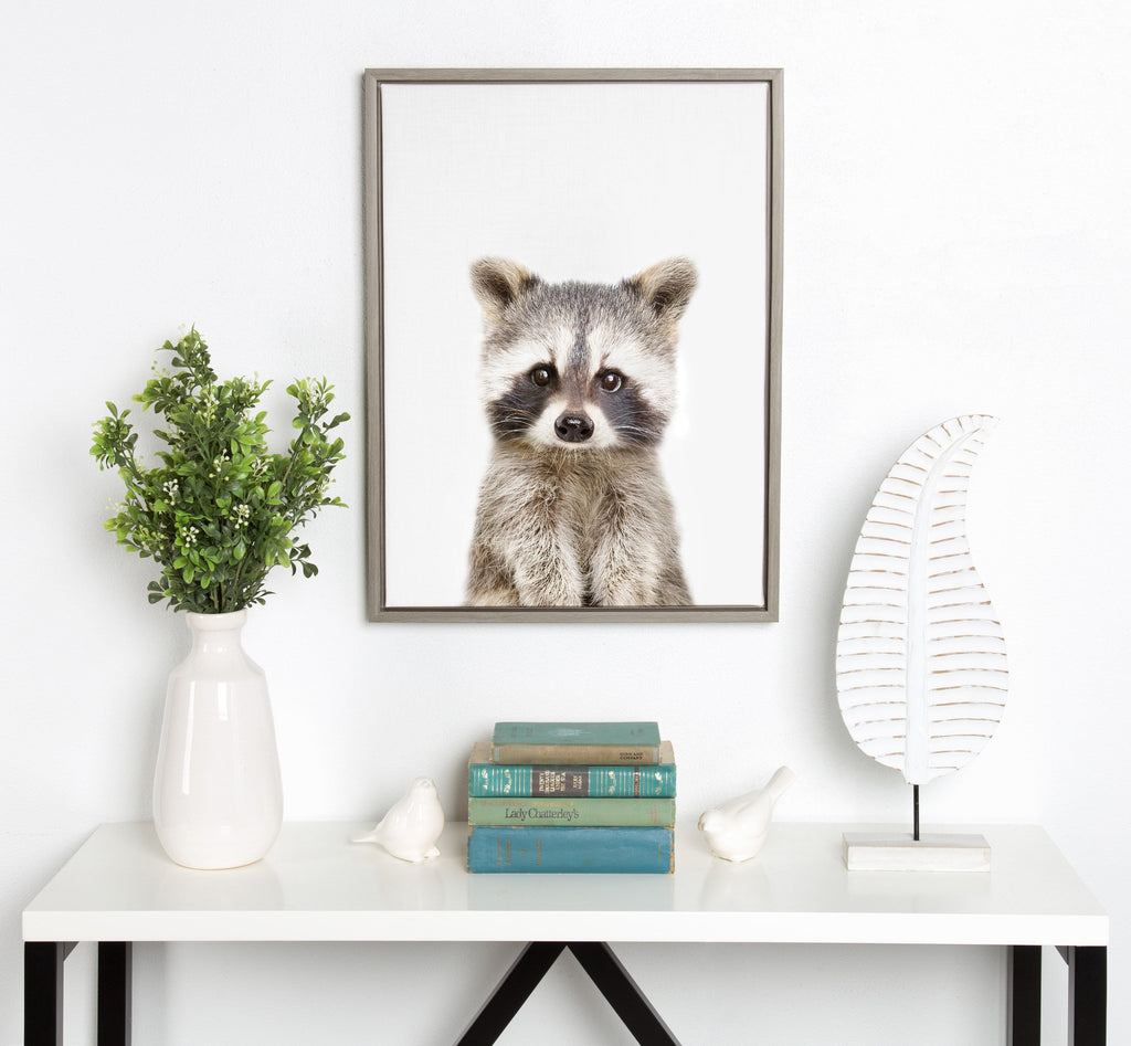 Sylvie Raccoon Framed Canvas by Amy Peterson Art Studio