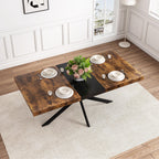 Retro Rectangular Stretch Dining Table With Embossed Center Plate