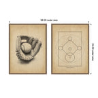 Vintage Baseball 2 Piece Framed Canvas Wall Art Set by The Creative Bunch Studio