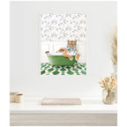 Sylvie Tiger in Eclectic Green Bathtub Framed Canvas by Amy Peterson