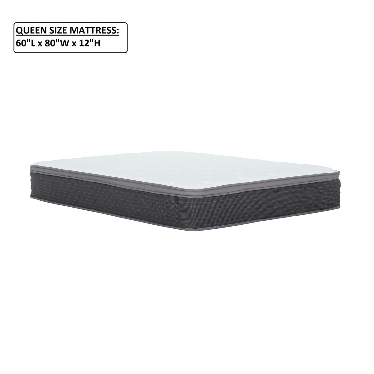 12'' Hybrid Mattress In A Box, Plush Gel Memory Foam Mattress Top With Pocket Coil Base - Gray / White - Queen