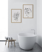 Sylvie Neutral Botanical 1 and 2 Soft White Framed Canvas by The Creative Bunch Studio