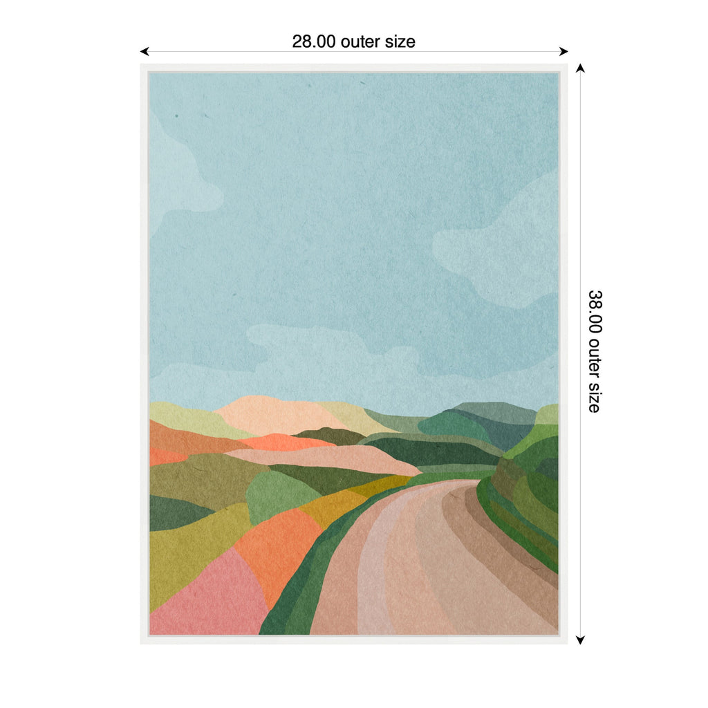 Sylvie Beautiful Landscape with Road Framed Canvas by July Art Prints
