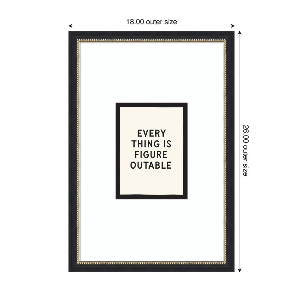 Everything is Figureoutable Positive Quote Black and White by Lucky Guava Framed Wall Art Print