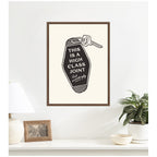 Retro Keychain This is a High Class Joint Black and White by Lucky Guava Framed Canvas Wall Art Print