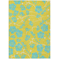 8' X 10' Yellow And Aqua Floral Washable Indoor Outdoor Area Rug