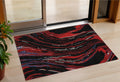 3' X 5' Black Red And Gray Abstract Washable Indoor Outdoor Area Rug