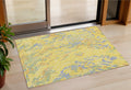 3' X 5' Yellow Purple And Green Abstract Washable Indoor Outdoor Area Rug