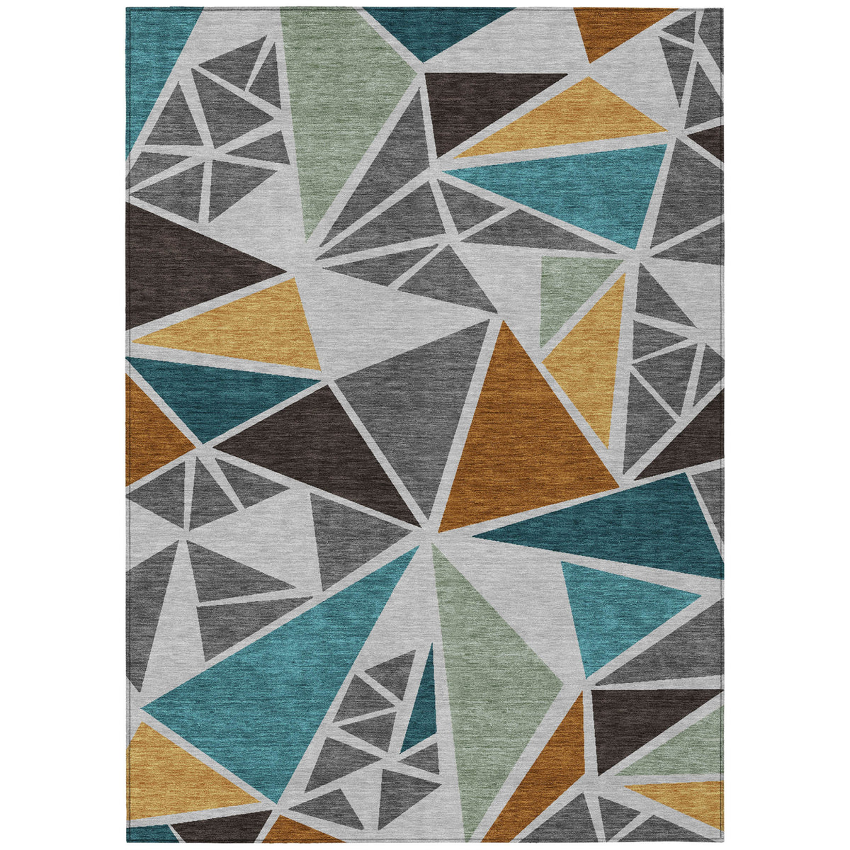 3' X 5' Gray Copper And Brown Geometric Washable Indoor Outdoor Area Rug