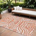 9' X 12' Coral And Ivory Animal Print Washable Indoor Outdoor Area Rug