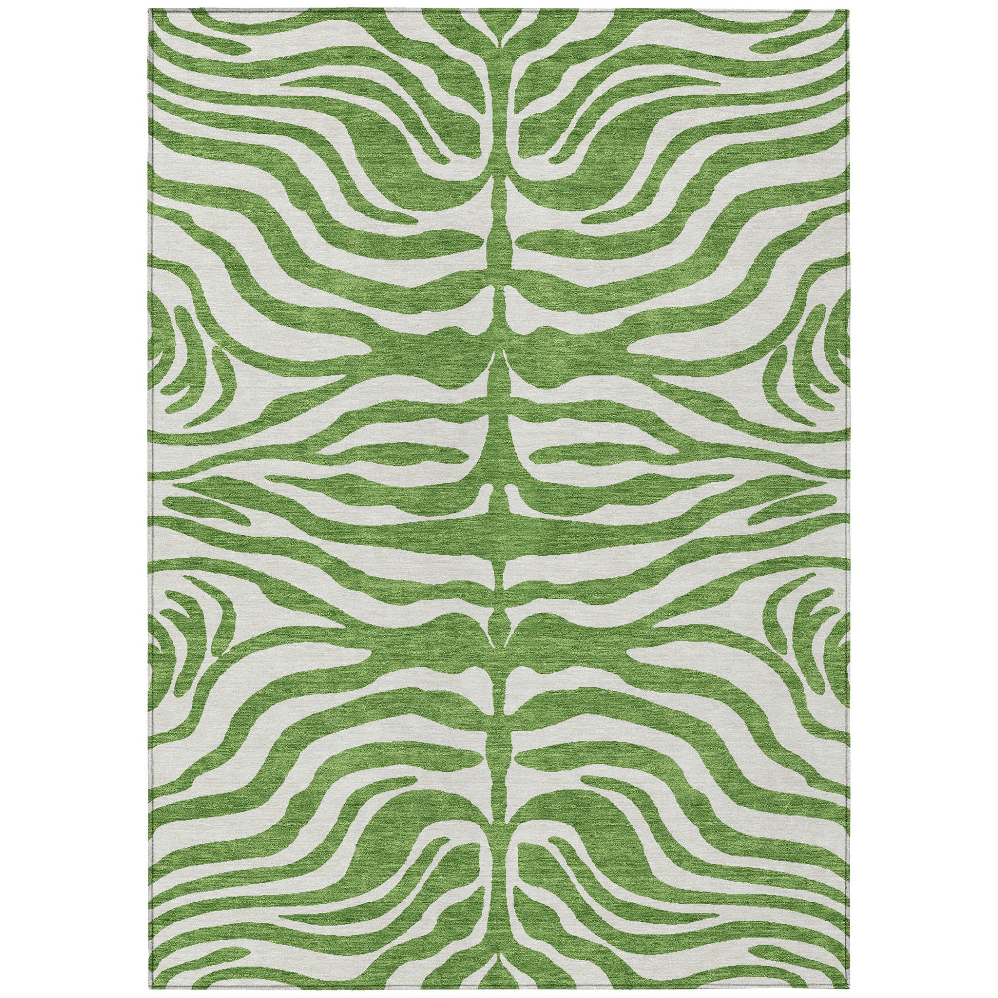 10' X 14' Green And Ivory Animal Print Washable Indoor Outdoor Area Rug