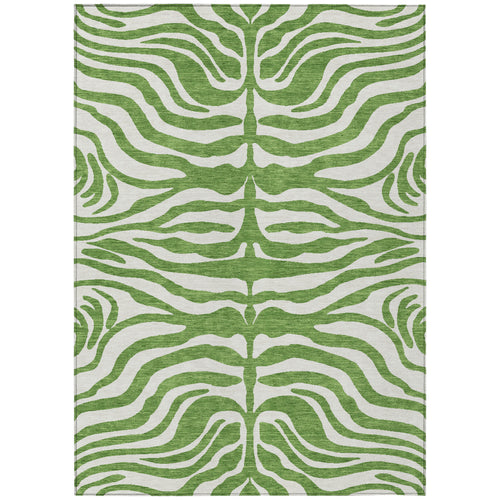 10' X 14' Green And Ivory Animal Print Washable Indoor Outdoor Area Rug
