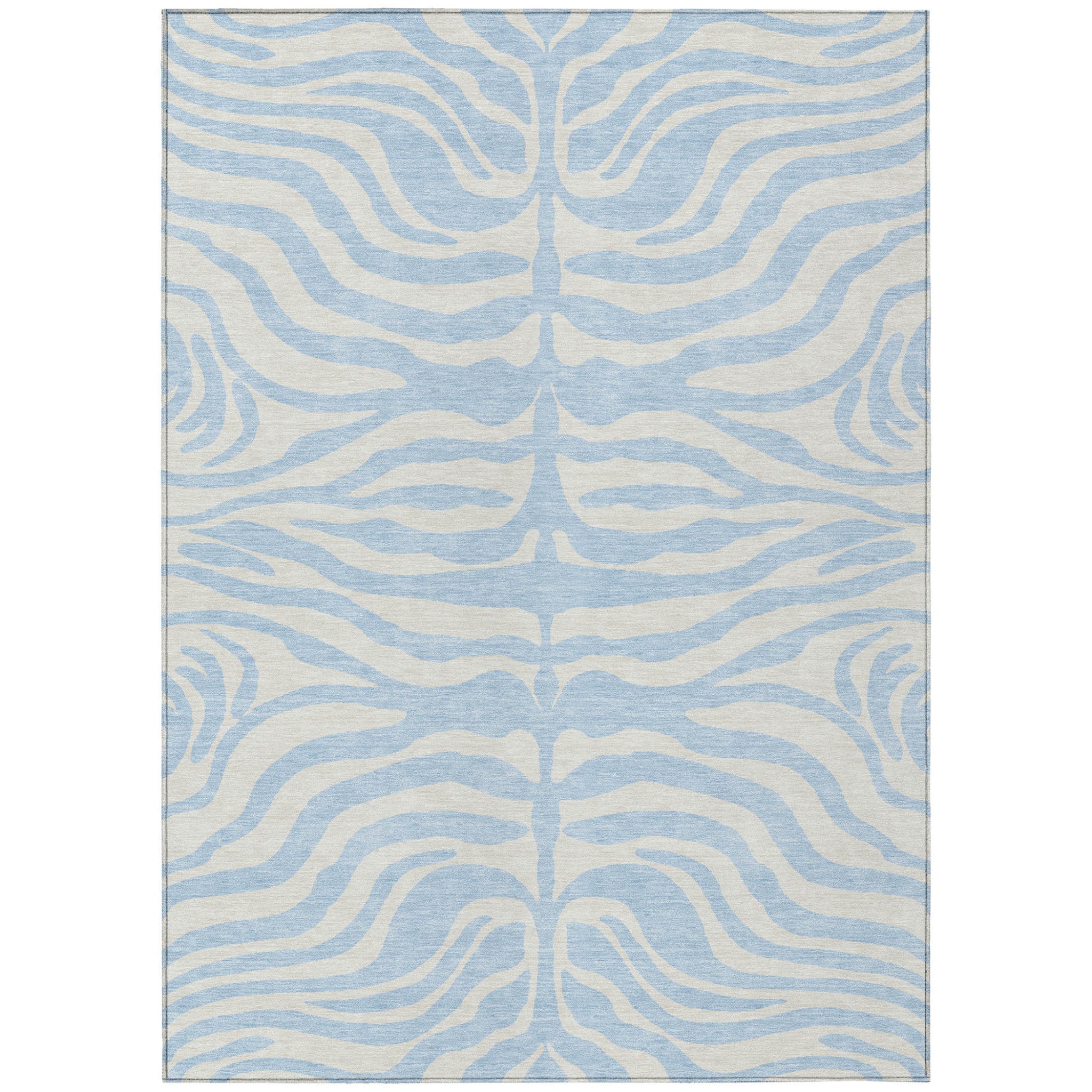 10' X 14' Sky Blue And Ivory Animal Print Washable Indoor Outdoor Area Rug