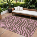 10' X 14' Brown And Pink Animal Print Washable Indoor Outdoor Area Rug