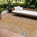 9' X 12' Copper And Gray Animal Print Washable Indoor Outdoor Area Rug