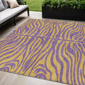 5' X 8' Purple And Copper Animal Print Washable Indoor Outdoor Area Rug