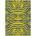 5' X 8' Yellow And Blue Animal Print Washable Indoor Outdoor Area Rug