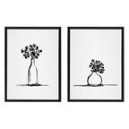 Sylvie Still Life Sketched Botanical Flower Vase Framed Canvas Set by The Creative Bunch Studio