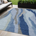 5' X 8' Blue Gray And Ivory Abstract Washable Indoor Outdoor Area Rug