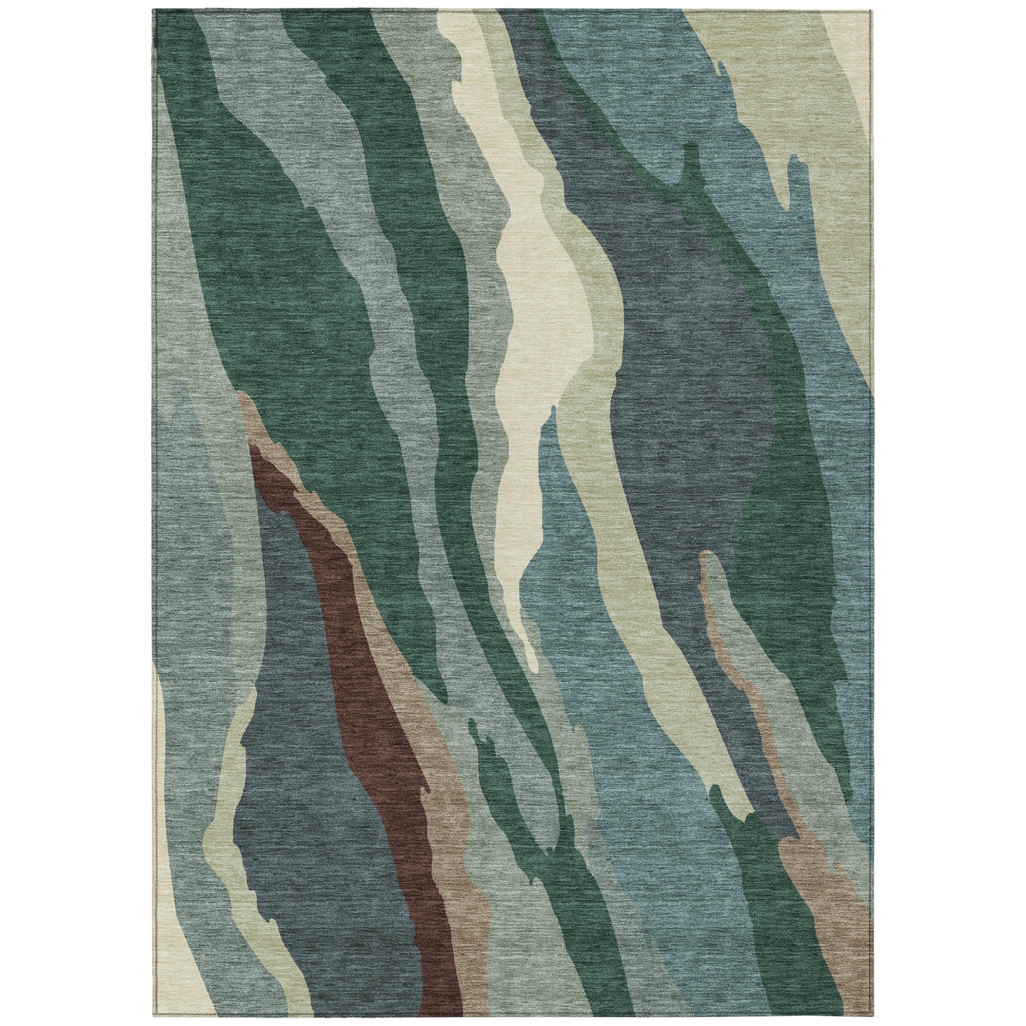 8' X 10' Sage Brown And Beige Abstract Washable Indoor Outdoor Area Rug