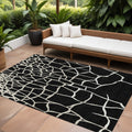 10' X 14' Black And Beige Abstract Washable Indoor Outdoor Area Rug