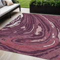 5' X 8' Burgundy Brick Red And Ivory Abstract Washable Indoor Outdoor Area Rug