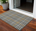 3' X 5' Black Gold And Ivory Plaid Washable Indoor Outdoor Area Rug