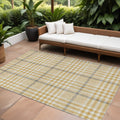 10' X 14' Gold Gray And Beige Plaid Washable Indoor Outdoor Area Rug