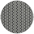 8' Black And Ivory Round Ogee Washable Indoor Outdoor Area Rug