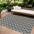 9' X 12' Black And Ivory Ogee Washable Indoor Outdoor Area Rug