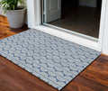 3' X 5' Denim Blue And Ivory Ogee Washable Indoor Outdoor Area Rug