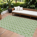 10' X 14' Green And Ivory Ogee Washable Indoor Outdoor Area Rug