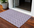 3' X 5' Purple And Ivory Ogee Washable Indoor Outdoor Area Rug