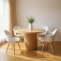 48 Natural Wood Pedestal Base Round Top Dining Table