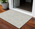 3' X 5' Beige And Gray Abstract Washable Indoor Outdoor Area Rug