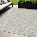 5' X 8' Beige And Gray Abstract Washable Indoor Outdoor Area Rug