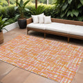 10' X 14' Orange Pink And Beige Abstract Washable Indoor Outdoor Area Rug