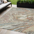 5' X 8' Beige Pink And Blue Abstract Washable Indoor Outdoor Area Rug